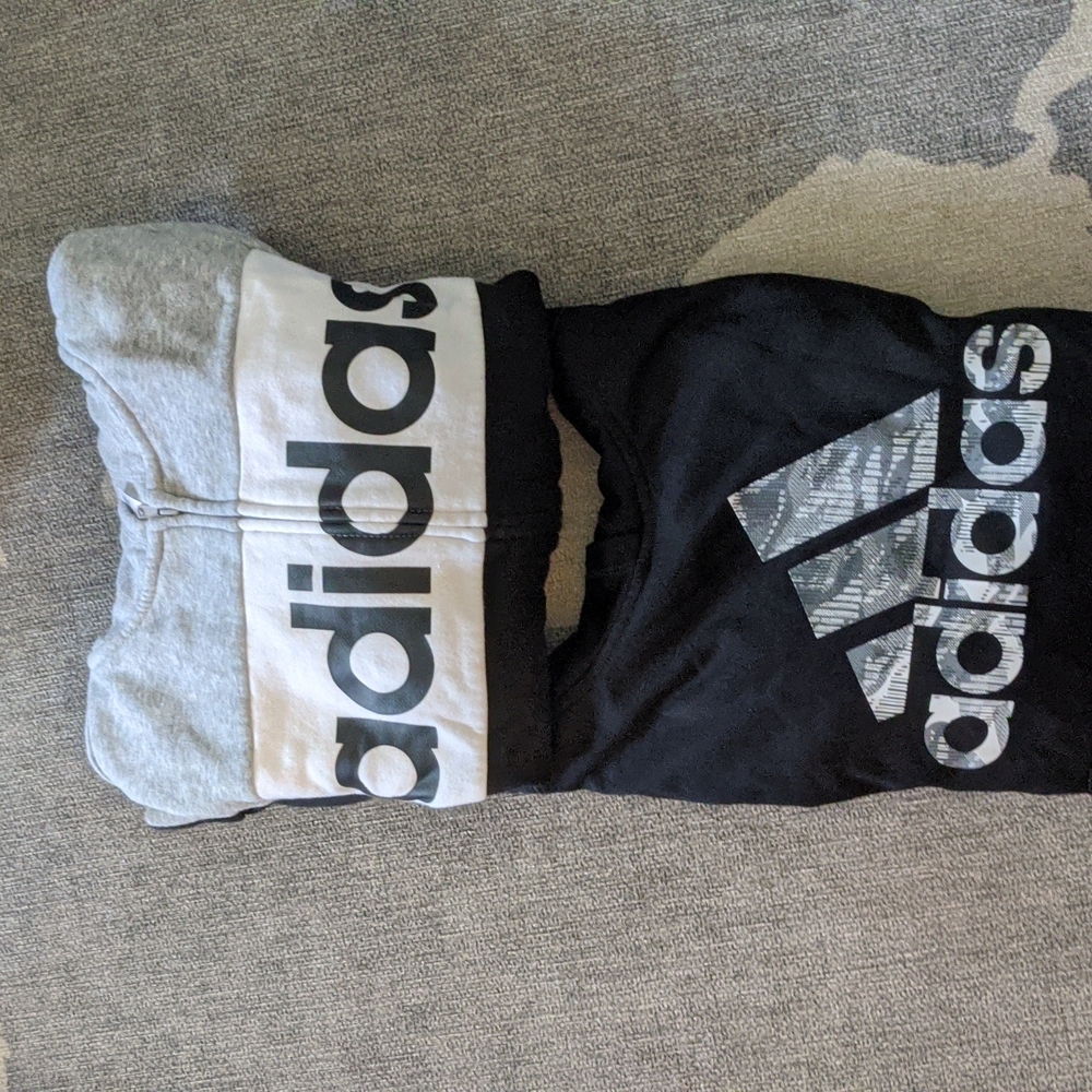 Adidas zip up sweatshirt and hooded sweatshirt